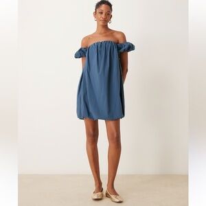 ASOS DESIGN Blue Parachute Mini Trapeze Dress w Puffed  Sleeves NWT 12